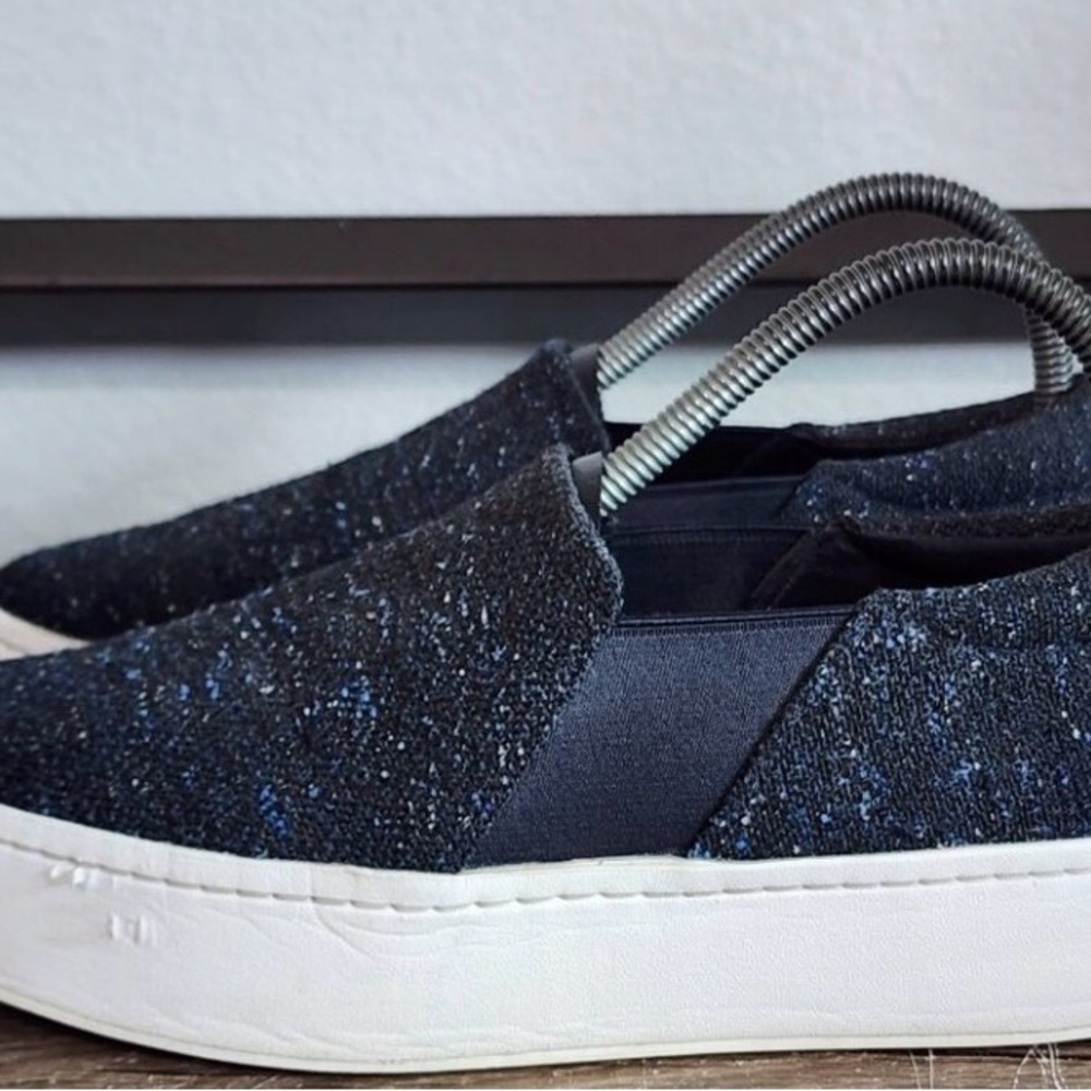 Vince Blue Tweed Slip-On Platform Slip-Ons | 7.5